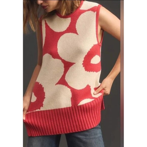 NWT Marimekko Tilma Unikko Sweater Vest Size M Anthropologie - Picture 4 of 7